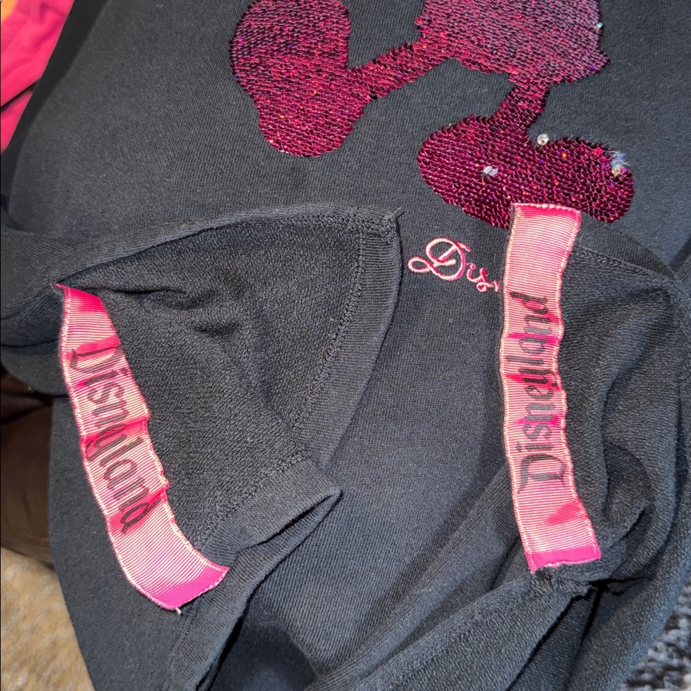 Disney Parks Black and Pink Sequin women’s sweatshirt - Picture 3 of 3